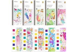 MiDeer Pocket Watercolor Painting Book for Kids Ages 4-8+, Mess Free Paint with Water Coloring Books, Travel Watercolor Kit, Party Favors Arts Crafts Birthday Gifts for Boys and Girls（5 Packs）