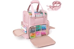 Rexmica Double Layer Marker Organizer Bag Holds 400 Markers, Large Marker Storage Case with Dividers and Multiple Pockets for