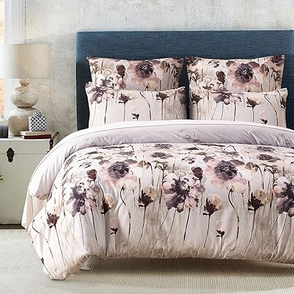 Amazon.com: Duvet Cover Set-Zipper Closure Printed Floral Pattern ...