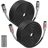 XLR Cables 100FT 2 Pack, Premium Heavy Duty Balanced Microphone Cable with 3-Pin XLR Male to Female Microphone Cord Connector Compatible with Microphones, Mixer,Speaker Systems,Preamps and More