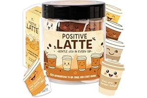 KATINAT Positive Latte Affirmation Jar – 60pcs Cute Emotional Uplifting Support Lattes Cards – Coffee Gifts for Women, Men– Affirmation Gift for Women, Funny Gifts for Coworker, Boss, Teacher, Teens, Back to School Gift