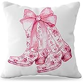 YeiHe Preppy Coquette Bow Cowgirl Pillow Covers 18x18,Pink Cowgirl Boots Pillow Covers,Girly Bedroom Decor,Coquette Stuff,Western Decor