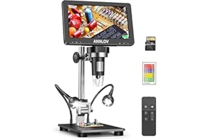 7" HDMI LCD Digital Microscope, ANNLOV 1500X Coin Microscope Video Microscope with 16MP Image Sensor, Windows/TV/Mac Compatible, Upgraded Brackets & 32GB TF Card Included