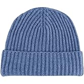 Shorts of Hawick Men's Ribbed 100% Cashmere Beanie Hat - Denim Blue - Made in Scotland by Love Cashmere