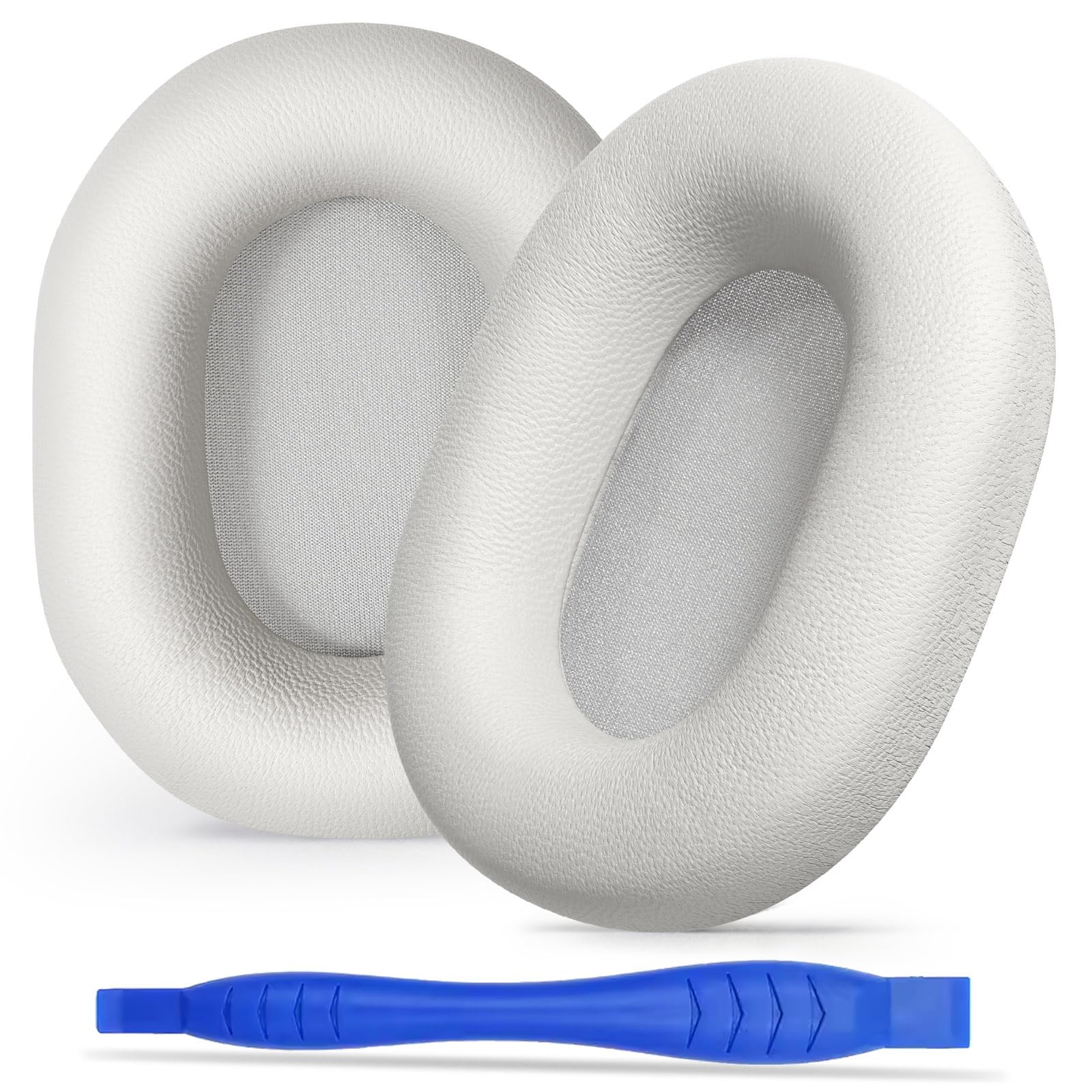 Aurivor Genuine Leather Ear Pads Cushions for Sony XM5 Noise Canceling Headphones, Premium WH-1000XM5 Replacement Earpads Covers with Soft Lambskin Leather, Optimized Memory Foam (Lambskin-Silver)