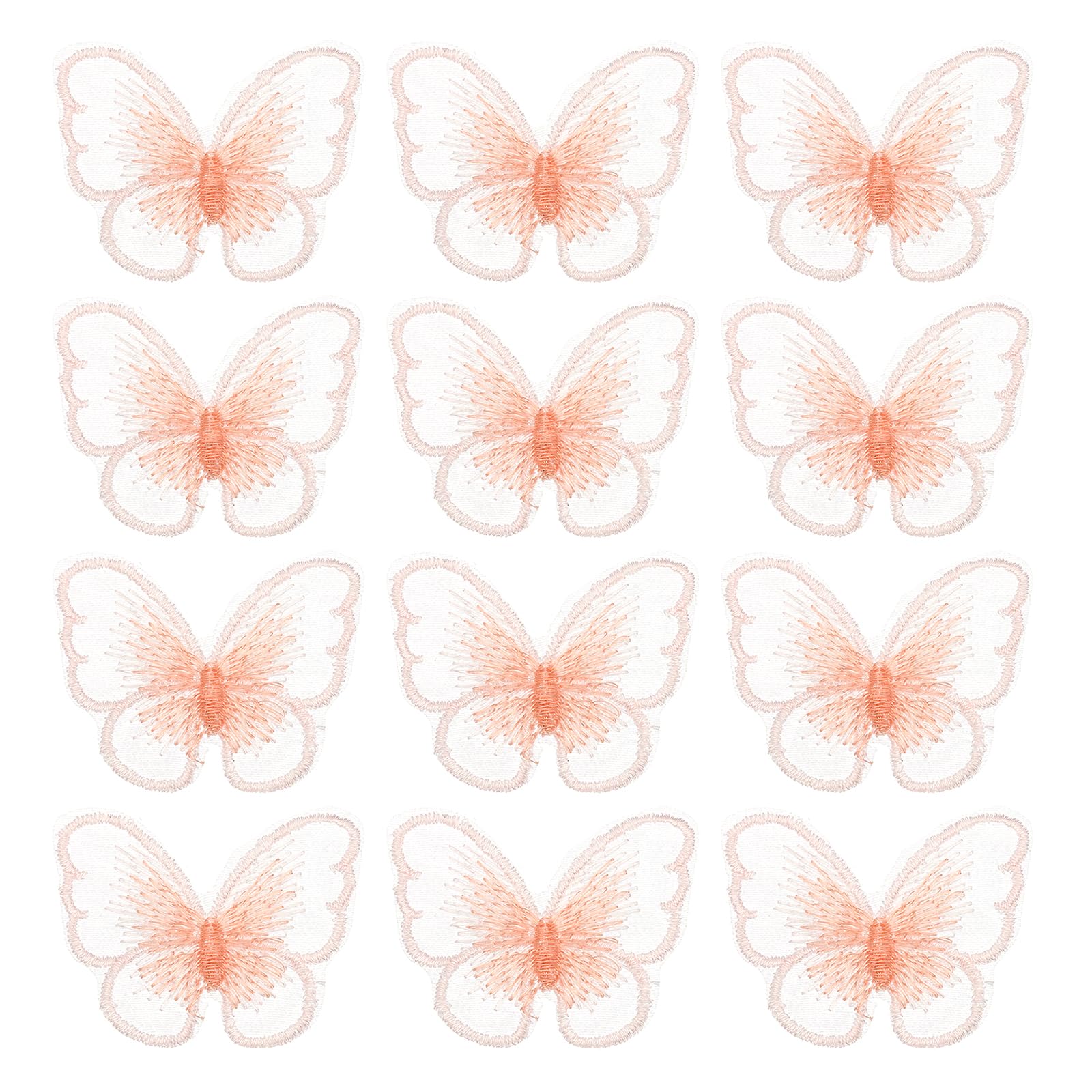 PATIKIL Butterfly Lace Applique, 12pcs Butterfly Patches Lace Fabric Butterfly Applique Patches Embroidery Trim for Clothes Dresses Wedding Craft, L, Pink