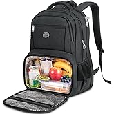 MATEIN Lunch Backpack for Men, 17 Inch Work Backpack with Lunch Compartment | Laptop Backpack with Lunch Box, Insulated Cooler Compartment, Water Resistant, Anti Theft Work Bag, Office Commute College