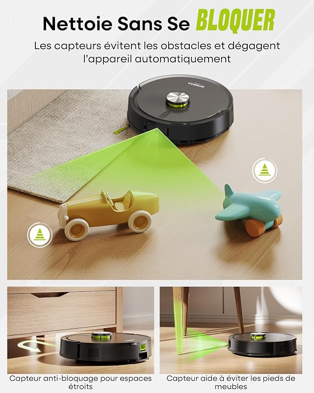 Robot Aspirateur Laveur, 10000Pa, avec Station de Vidange, Navi LDS