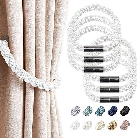 Amazon カーテンタッセル マグネット ロープ カーテン ふさかけ カーテン タッセル おしゃれ カーテンホルダー カーテン とめ具 カーテン留め 飾り カーテンアクセサリー ロープタッセル 6個セット ホワイト タッセル 房掛け オンライン通販