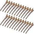 24 Packs Duck Bill Clips, Bantoye 3.35 Inches Rustproof Metal Alligator Curl Clips with Holes for Hair Styling, Hair Coloring, Brown