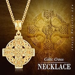 ADMETUS Gold Celtic Cross Necklace Sterling Silver