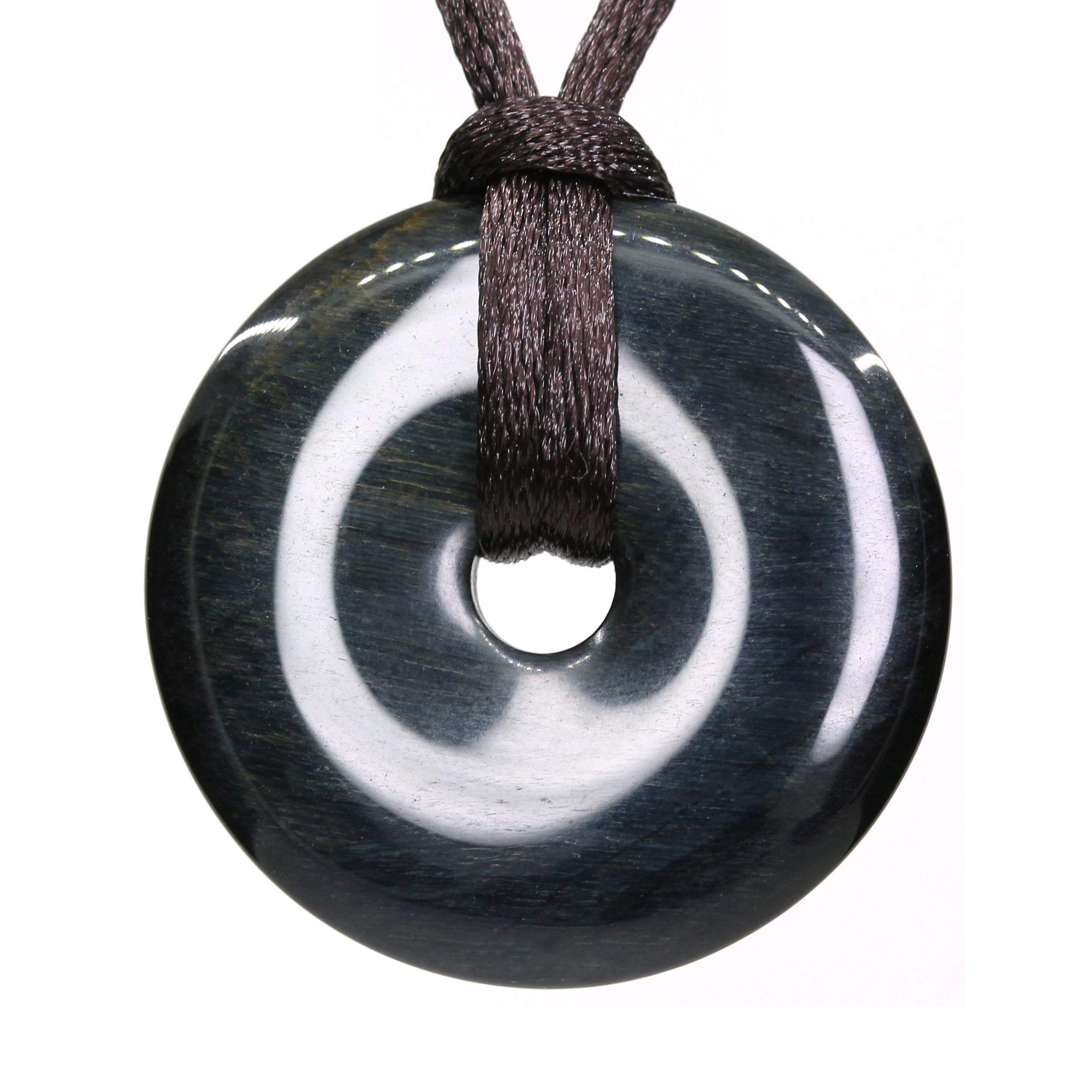 CHENYUE Natural Blue Tiger Eye Peace Donut 30M Beads Adjustable Braided Macrame Tassels Pendant Unisex