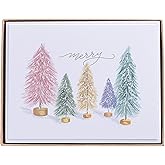 Graphique Christmas Holiday Boxed Cards, 15 Pack Set, Tinsel Trees Greeting Cards with Envelopes, 4.25” x 5.5”