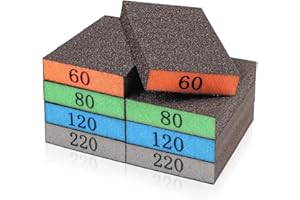 16-Piece Sandpaper Sponge Set, Washable and Reusable Blocks, Suitable for Plasterboard, Wood, and Metal Furniture, Including 