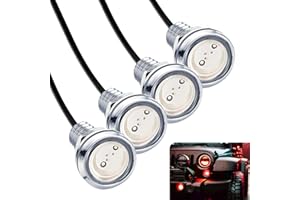 JRQLOV 4Pcs 23mm COB DC 12V Eagle Eye LED Car Fog DRL Daytime Running Light Car ATV Camper Trunk Motorcycle Marker Lights Lamp Tail Reverse Fog Light Signal Lamp (Red)