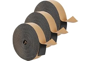 Jucoan 3 Rolls x 33 Feet Pipe Wrap Insulation, 2 Inch Wide x 1/8 Inch Thick Self Adhesive Foam Insulation Tape Weatherstrip S