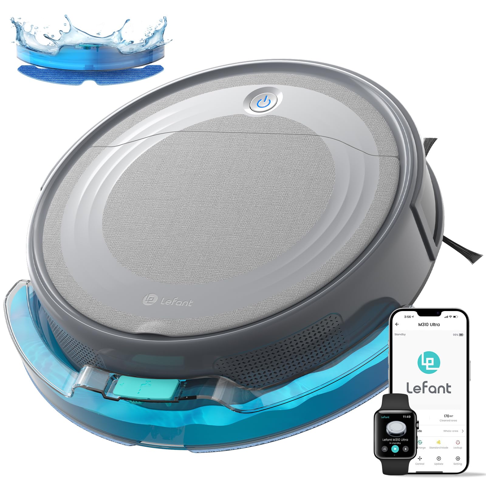 Photo 1 of Lefant M310 Ultra Robot Vacuum and Mop, 6000Pa Suction-Slim Robotic Cleaner with ToF LiDAR Navigation, Accurate Obstacle Avoidance, WiFi/App/Alexa Control, 170min Runtime, for Pet Hair and Home