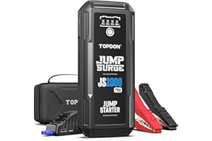 Car Battery Jump Starter, TOPDON 2000A Peak Jump Starter for Up to 8L Gas/6L Diesel Engines, 12V Portable Battery Booster Jump Starter Pack with Jumper Cables and EVA Protection Case