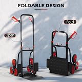 DURHAND Stair Climbing Hand Truck 120 kg Steel Foldable Trolley Red view 4