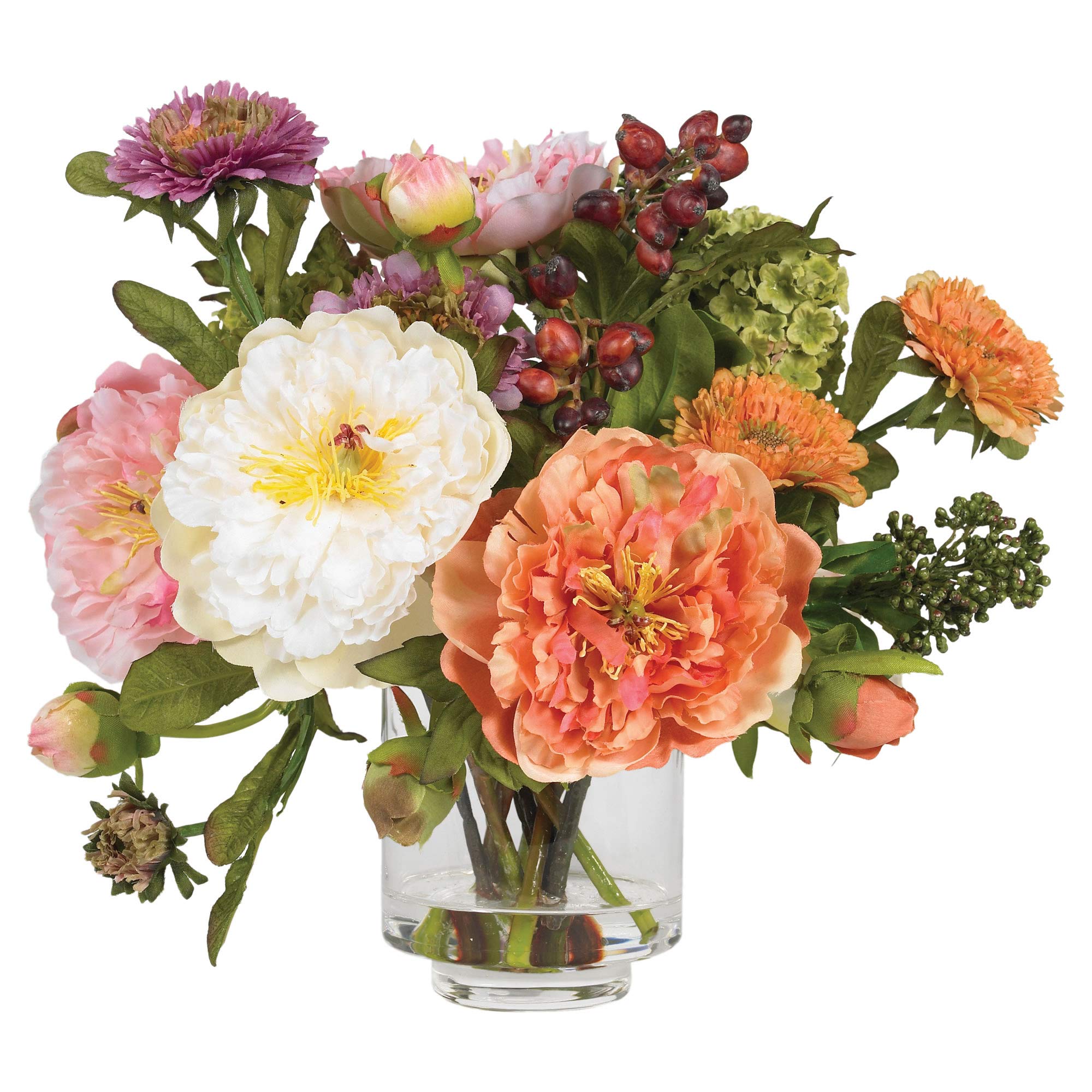 Nearly Natural 4689 Mini Peony Silk Arrangement,Assorted