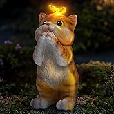 NEBRYX Solar Garden Decor Outdoor Statues Cat - Lawn Decor Statue for Patio, Balcony, Yard Ornament - Unique Gifts for Housewarming, Birthday, Christmas (Yellow)