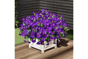 Artificial Flowers for Outdoors16 Bundles of UV-Resistant Silk Morning Glory with Eucalyptus-Realistic Faux Plants as Perfect
