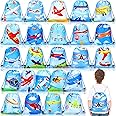Talltalk 24 Pcs Airplane Drawstring Party Favors Bags Kids Birthday Party Favor Drawstring Backpack Gift Airplane Goodies Treat Gift Bags for Girls Boys