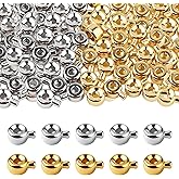 80 Pcs Crimp Beads for Jewelry Making, Gold & Silver Flat Round Crimping Beads for Bracelets & Necklaces, 3.5mm Jewelry Crimp Bead with 1mm Hole for DIY Crafting
