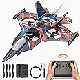BEZGAR Drones for Kids | 2.4GHZ RC Plane, 6-axis Gyro Remote Control Airplane, RC Helicopter, 360° Flip Fighter Jet Toy, Toys for ages 8-13 with Colorful LED Navigation Lights Red