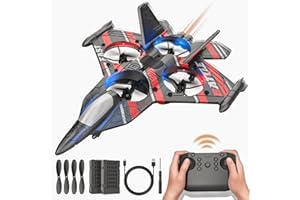 BEZGAR Drones for Kids | 2.4GHZ RC Plane, Remote Control Airplane, RC Helicopter, 360° Flip Fighter Jet Toy, Toys for ages 8-13 with Colorful LED Navigation Lights Red