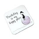 Crocheting Is My Happy Place wooden coaster gift - For Crochet fans gifts for her
