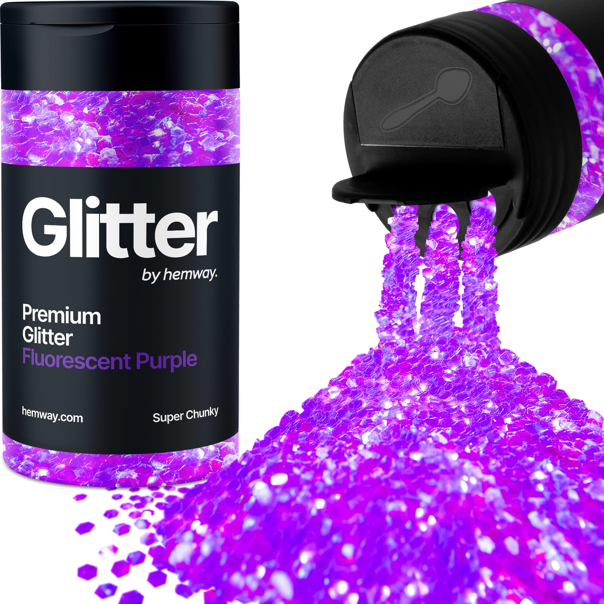 Fluorescent Purple Glitter Shaker, 130g Super Chunky Glitter, Crafts 1/8" Metallic Flake Purple Sequins, Resin & Epoxy Crafts, Decorating, Halloween, Christmas Nail, Face, Hemway