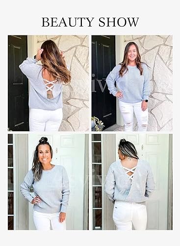 Asvivid Backless Fall Sweaters for Women Fashion 2023 Lightweight
