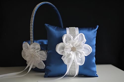 Amazon Com Blue Ring Bearer Pillow Blue Flower Girl Basket