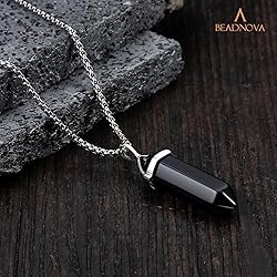 BEADNOVA Black Onyx Necklace Gemstone Crystal
