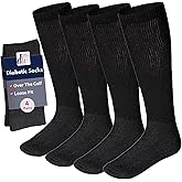 Debra Weitzner Diabetic Socks for Men and Women Over the Calf Knee High Cotton Socks Loose Fit 4 Pairs