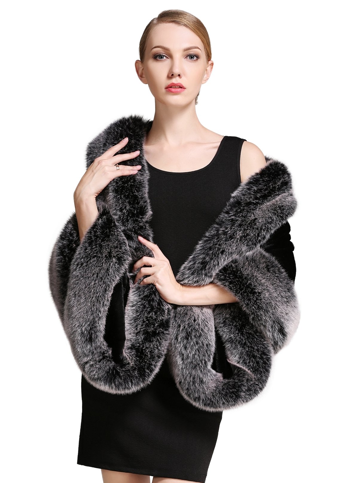Faux Fur Shawl Cloak Cape