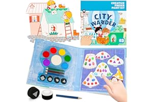 JCREN Finger Painting for Toddlers, Mess Free Finger Coloring Book, Non-Toxic Finger Paint Kit Preschool Fingerprint Activity Book, Kids Travel Activities Party Favors Christmas Gifts for Kids