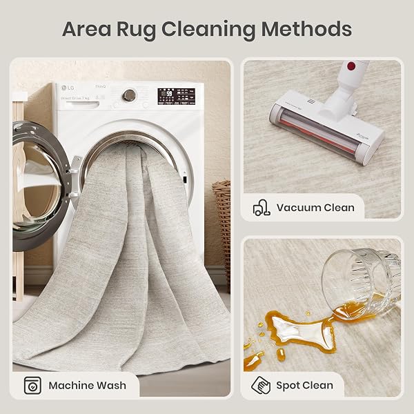VALENRUG WASHABLE RUGS 5X8 – STAIN RESISTANT 5X8 AREA RUGS FOR LIVING ROOM, NON SLIP BACKING PRINTED RUGS FOR BEDROOM, FOLABLE MACHINE WASHABLE AREA RUG (5’X8′, BEIGE)