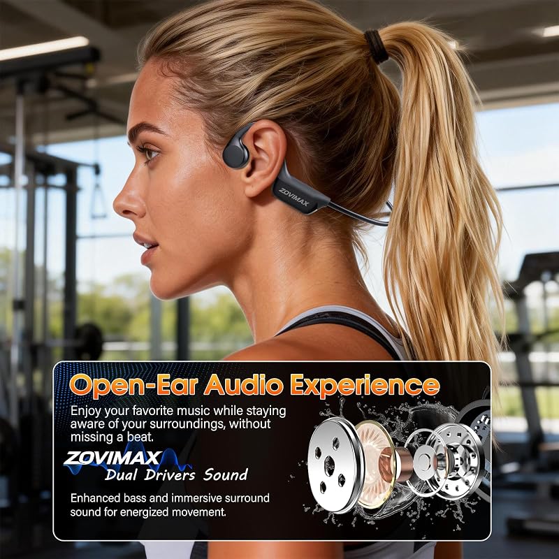 Casque Conduction Osseuse Bluetooth 6.0, IP7 Écouteurs à Conduction Osseuse