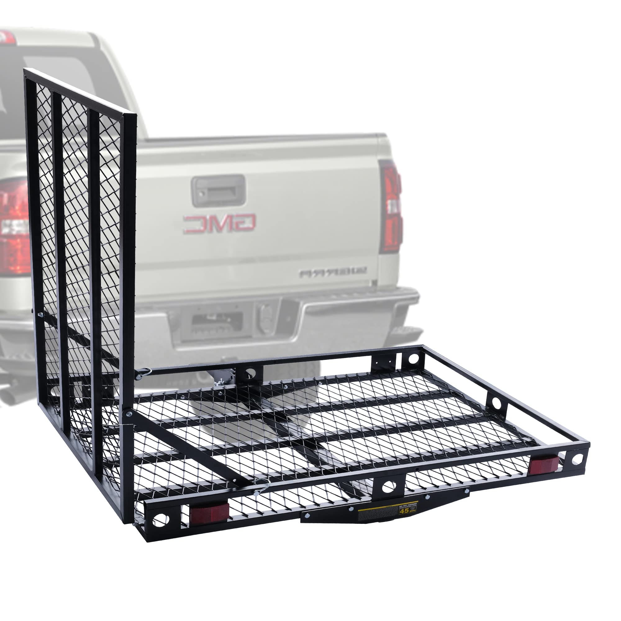 Photo 1 of Hitch Cargo Carrier with Ramp, 500 Lbs Weight Capacity Mobility Scooter Carrier, 48.8" x 27.8" x 42" Trailer Hitch Cargo Carrier Fit 2" Hitch Receiver for Car, Truck, SUV, and Van