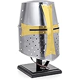 Medieval Era Brass Crusaders Templar Premium Steel & Brass Helmet | Props & Head Wear Larpers Helmet by Nagina International