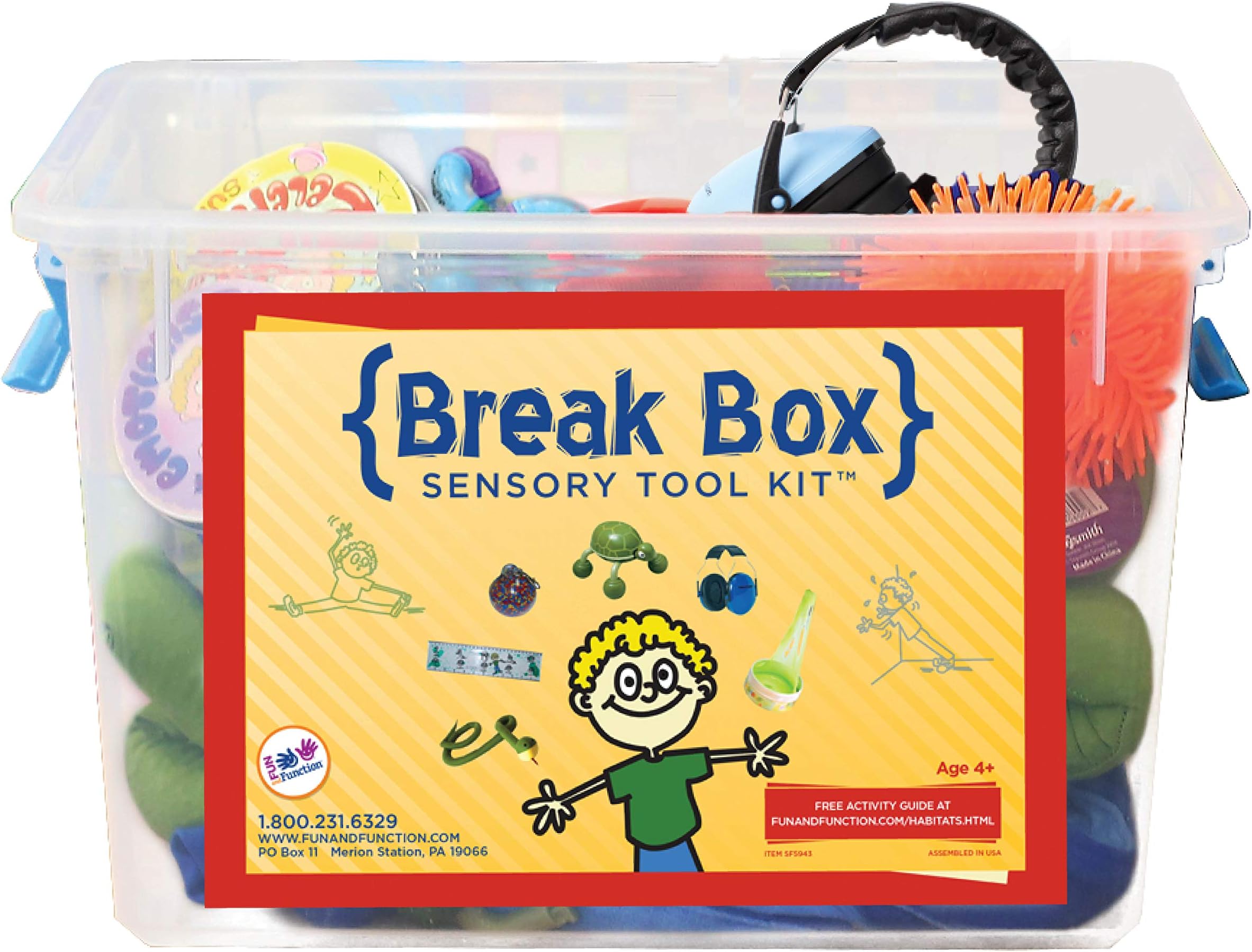 Fun and Function Super Classroom Break Box Kit - 19 Piece Therapy, Sensory & Fidget Toy Bundle - Anxiety & Stress Relief Activities - Toys for Kids with Special Needs