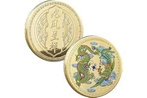 YAKIN SHOP Chinese Dragon and Phoenix Bring Auspiciousness Lucky Coin Lottery Ticket Scratcher Tool Good Luck Charms Chinese Challenge Coin