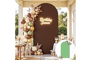 HB HBB MAGIC 7.2FT Wedding Arch Backdrop Cover, Stretchy Arch Covers Round Top Chiara Backdrop Cover for Wedding Birthday Party Baby Shower Banquet Arch Decor(Green+Brown)
