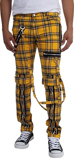 yellow tartan trousers mens