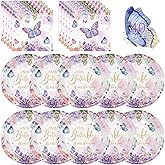 40 Pcs Butterfly Birthday Party Decorations - Purple Butterfly Plates and Napkins, Floral Paper Plates Napkins Disposable Tableware Sets for Butterflies Birthday Party Supplies Decor Favors, Serve 20