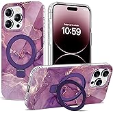 ETPESOK Compatible with iPhone 14 Pro Max Case Marble Pattern with Magnetic Ring Stand [Compatible with Mag-Safe] TPU Protective Phone Case for iPhone 14 Pro Max 6.7", Marble Purple