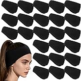 24 Pcs Ear Warmer Headband Bulk, Winter Warm Earmuffs for Men Women Black Polyester Elastic Ear Covers Headband for Cycling, Running, Outdoor Sports in Cold Weather