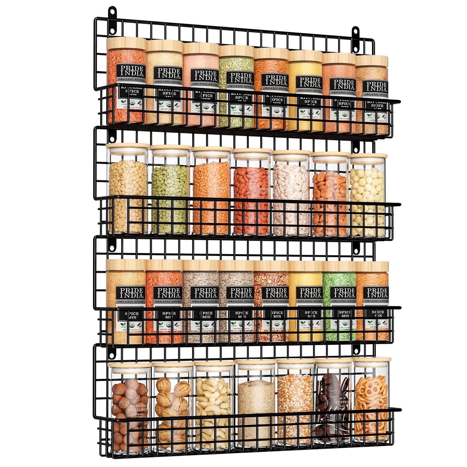 Photo 1 of X-cosrack 4 Pack Spice Rack Wall Mount, Upgraded Connectable Seasoning Organizer for Space-Saving, Hanging Spice Storage for Cabinet/Pantry Door (Patent:USD909138S)